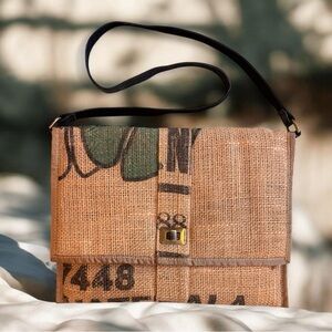 Rais Case Guatemala Recycled Coffee Bean Burlap Laptop Bag - Sustainable